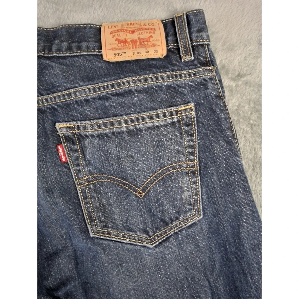 Levis 505 Regular Jeans Boys 30x30‎ 20 Reg Dark Blue Straight Leg.